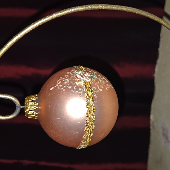 Vintage Glass Ornament  embroidery and gold glitter embellished German - Picture 3 of 4